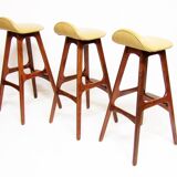 Three 1960s Danish Bar Stools In Rosewood & Leather by Erik Buch