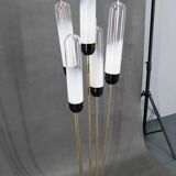 Mid-Century Modern Reed Floor Lamp Murano Glass Metal by Mazzega, Italy, 1970s