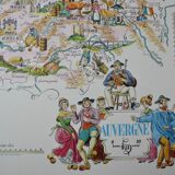 Illustrated map of the Auvergne Region of France Jacques Liozu