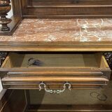 Gothic walnut sideboard with marble top, early 20th century