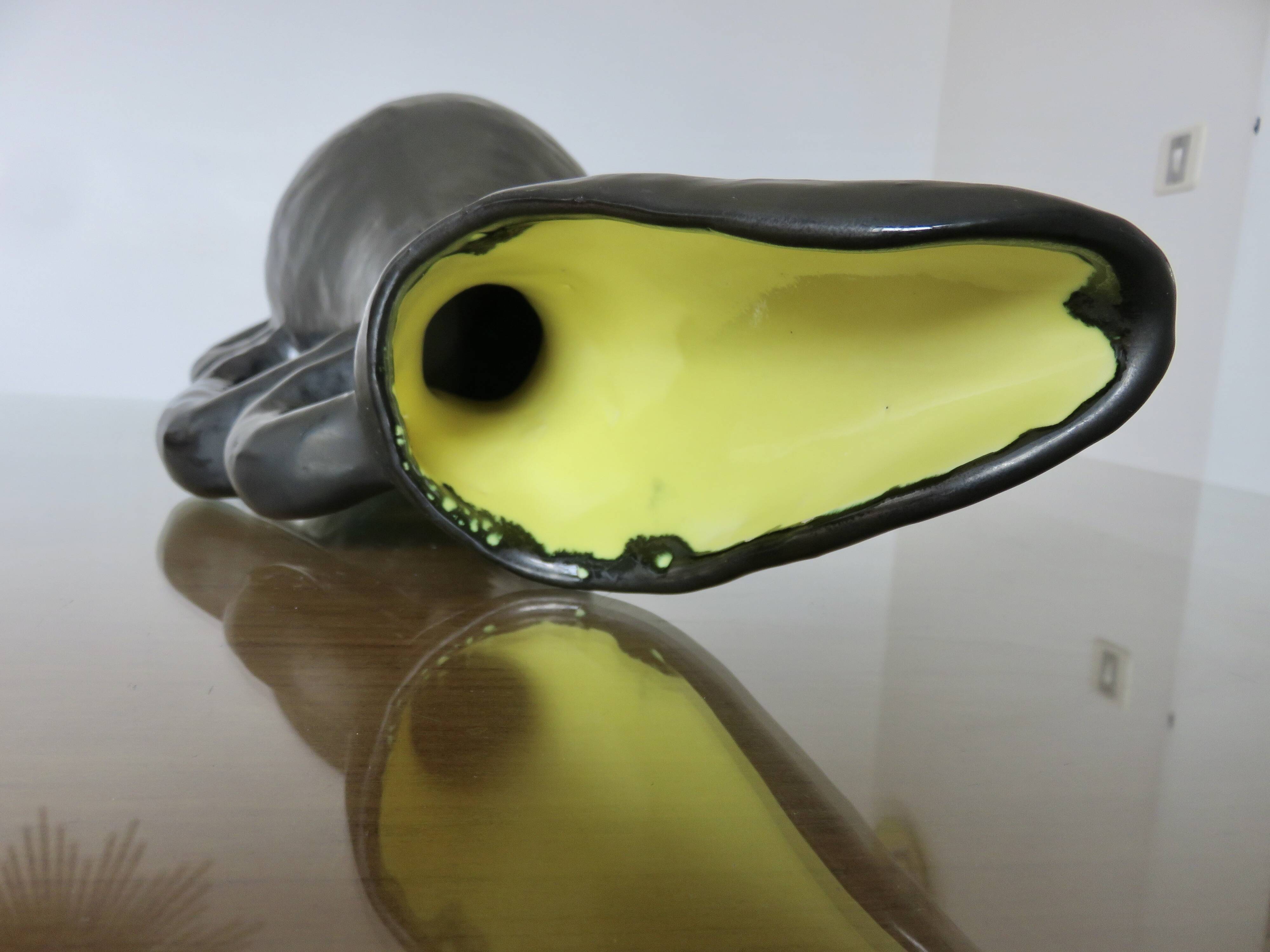 Large Ray Camart vase, Vallauris, free-form in matte black ceramic, 1950