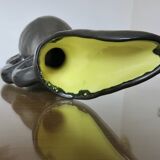Large Ray Camart vase, Vallauris, free-form in matte black ceramic, 1950