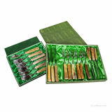 Vintage stainless steel and horn table service for 6 people, Germany 1950s.