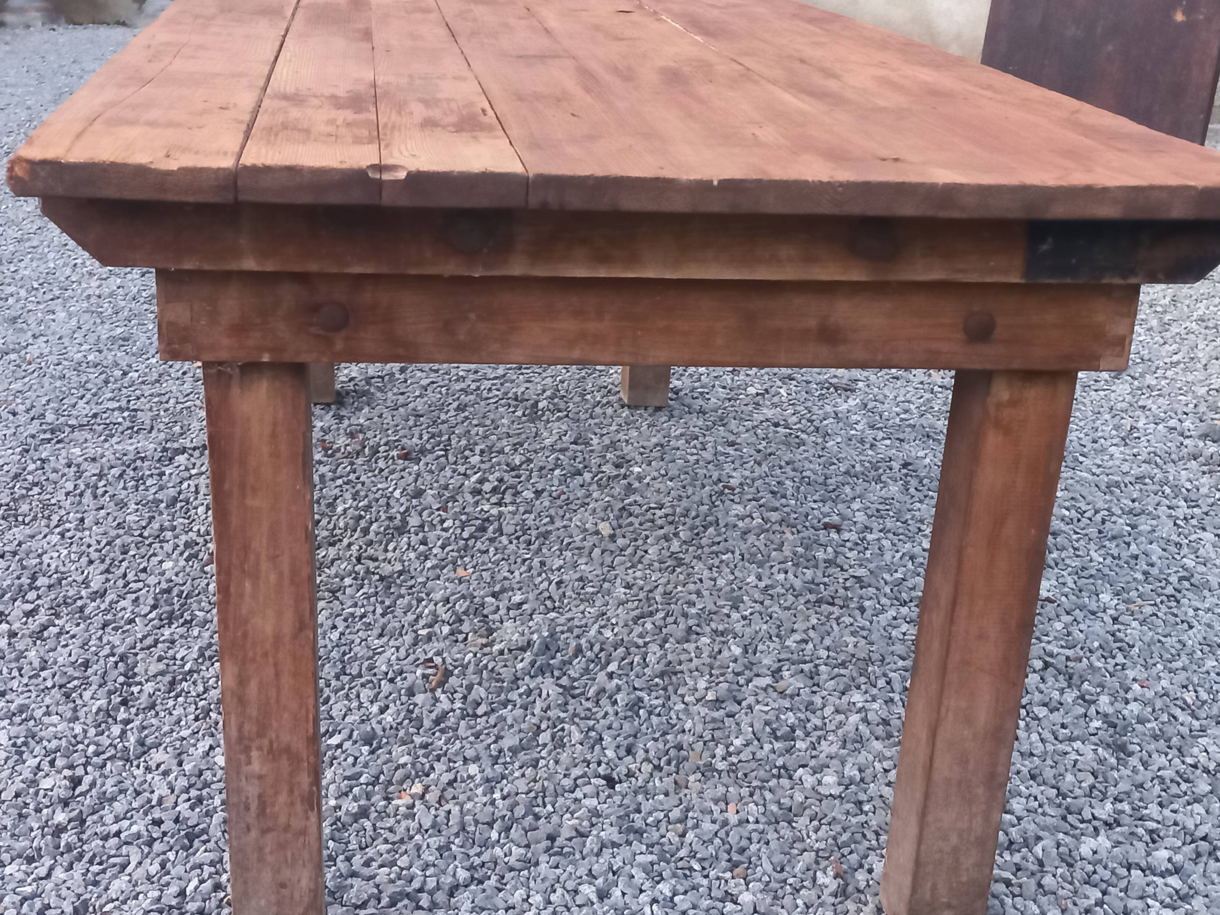 Brutalist farmhouse table Antique wooden workshop table 200cm
