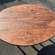 Antique rustic round wooden table 121cm, straight base