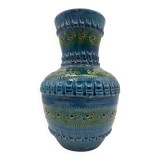 Aldo Londi vase, Rimini Blue, blue-green glazed ceramic, Bitossi, 1960