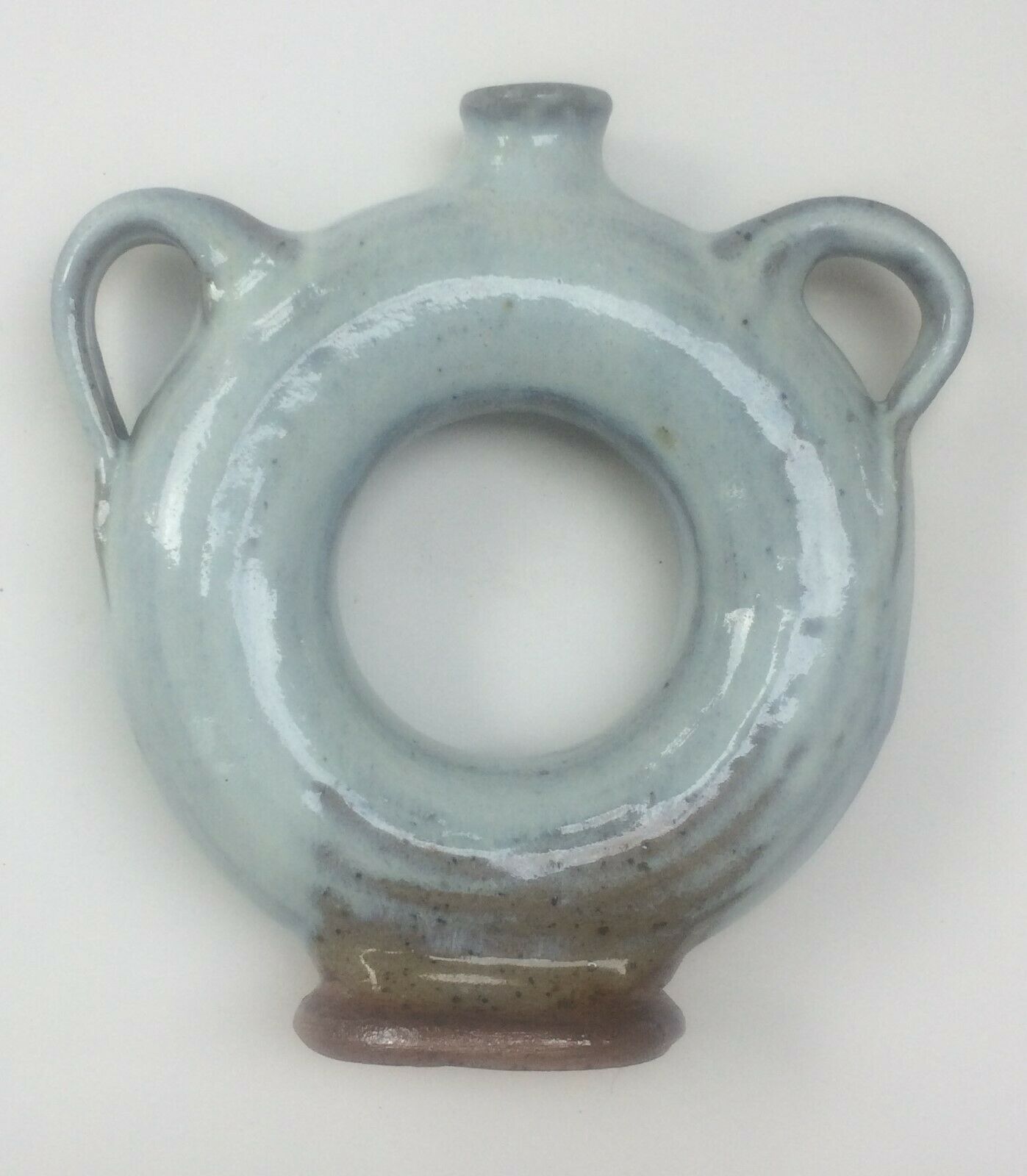 Vernified ceramic vase with handles