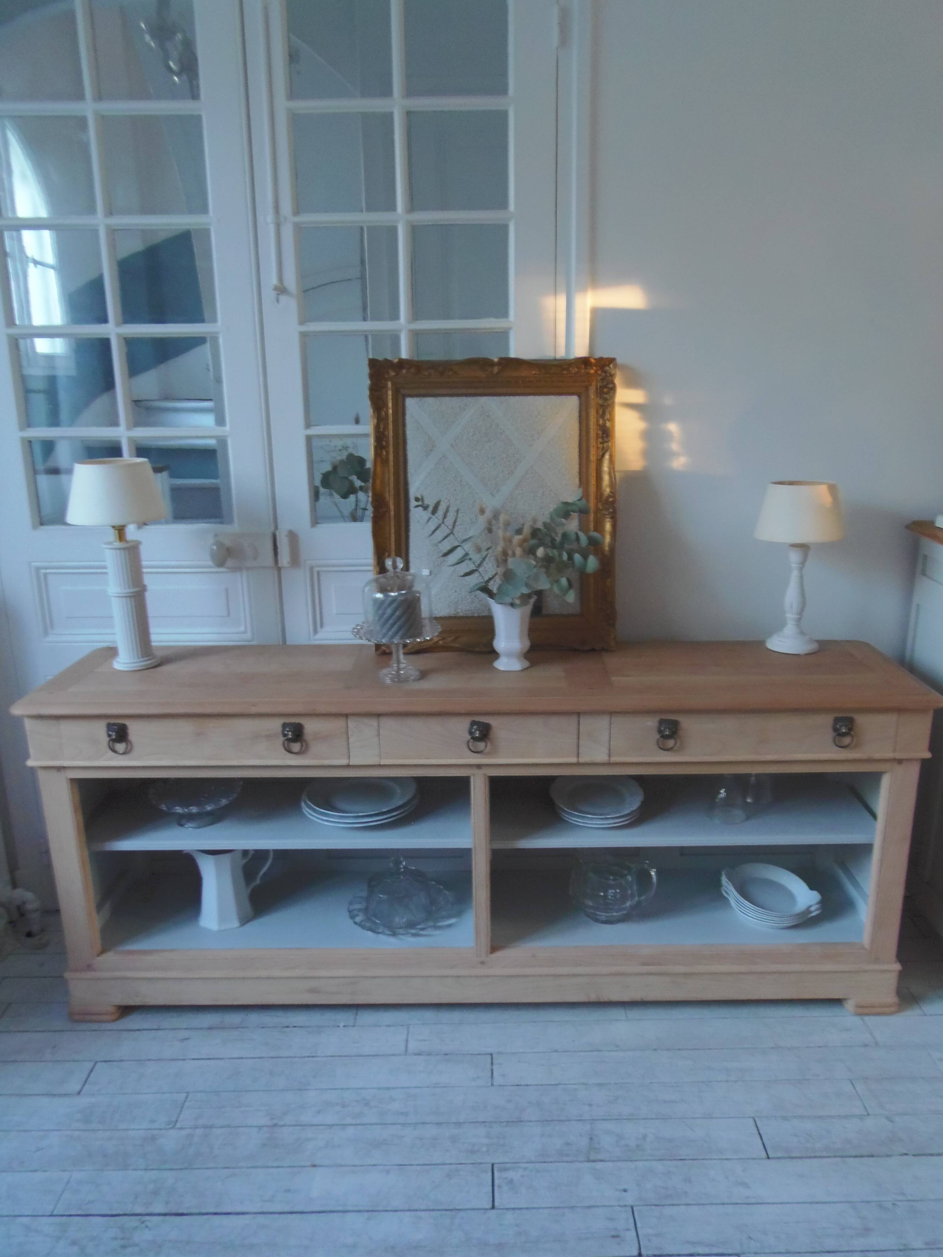 crafted dresser in raw solid wood.