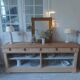 crafted dresser in raw solid wood.