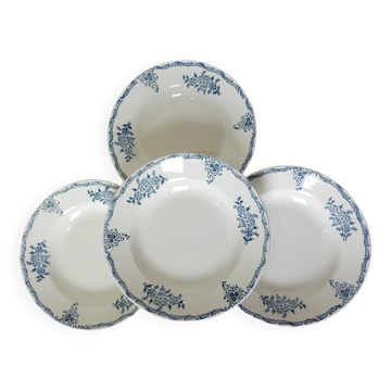 4 assiettes creuses en terre de fer de St Amand 220504