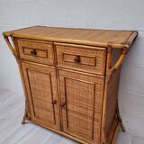 Buffet, commode en bambou et rotin, années 60