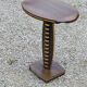 Art deco style pedestal table in beech and gold metal