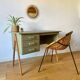 Bureau scandinave en teck restauré - Pieds compas