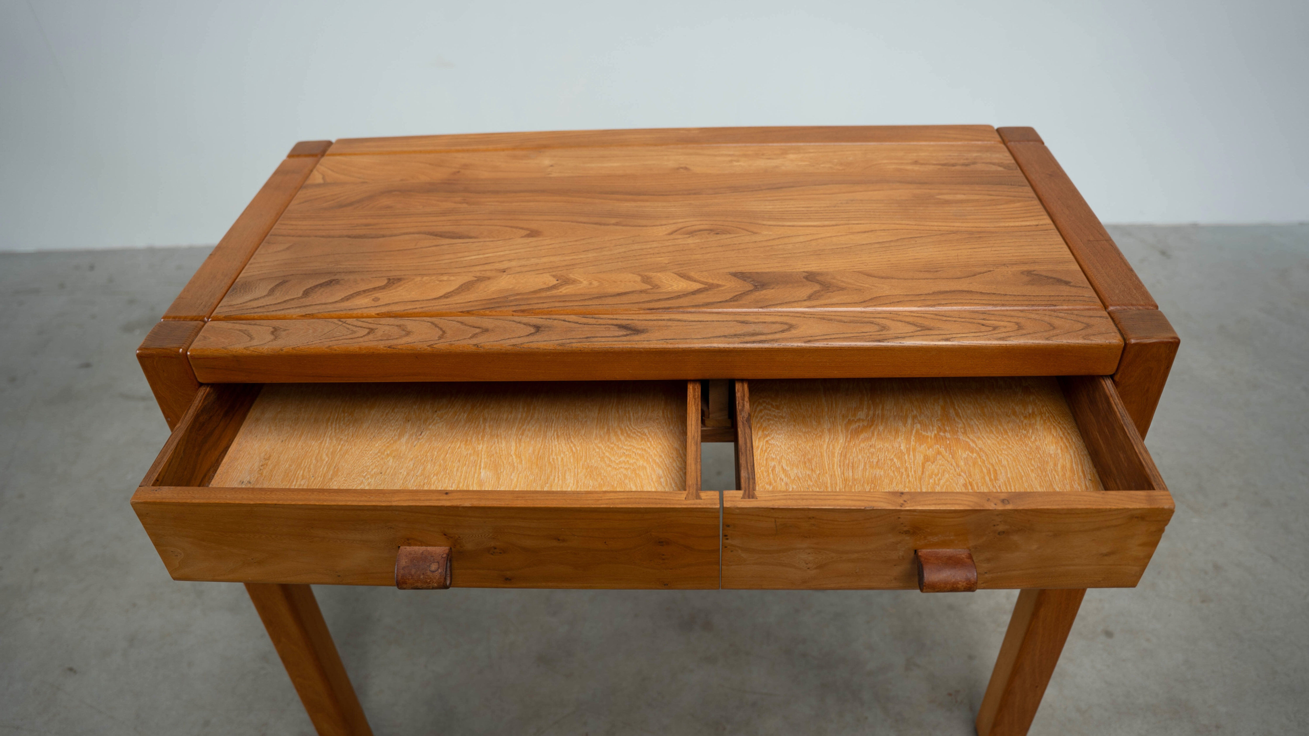 Solid elm desk by Roland Haeusler for Maison Regain