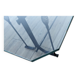 Glass and metal table with 8 chairs