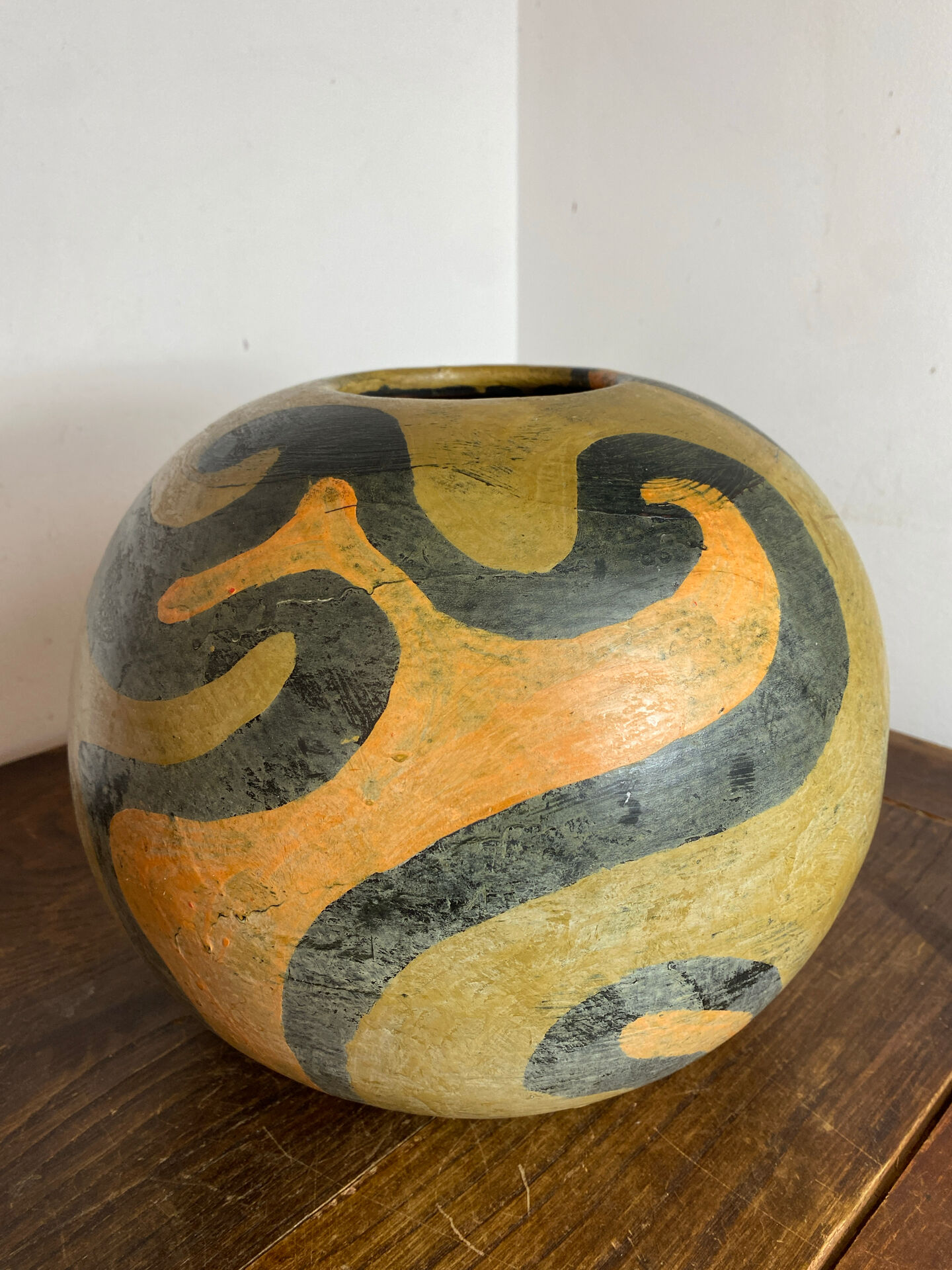 Large round terracotta vase