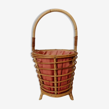 Fixed Handle Basket in Vintage Rattan