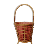 Fixed Handle Basket in Vintage Rattan