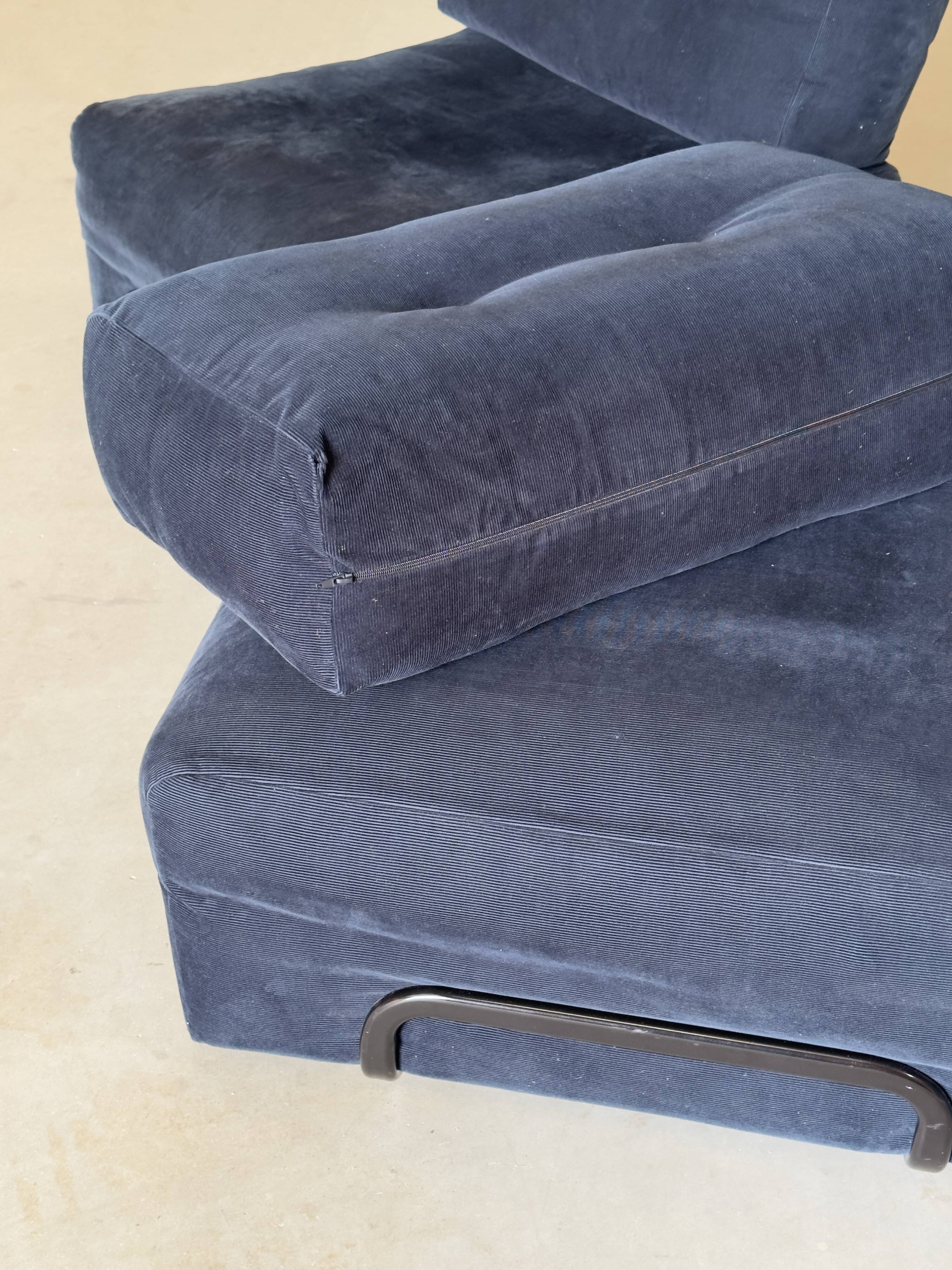 Canapé modulaire vintage en velours bleu nuit – 2 modules