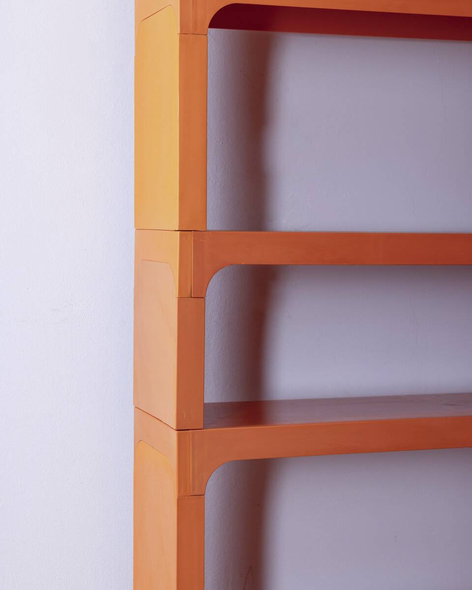 Vintage 1970s plastic corner bookcase designed by Olaf Von Bohr for Kartell