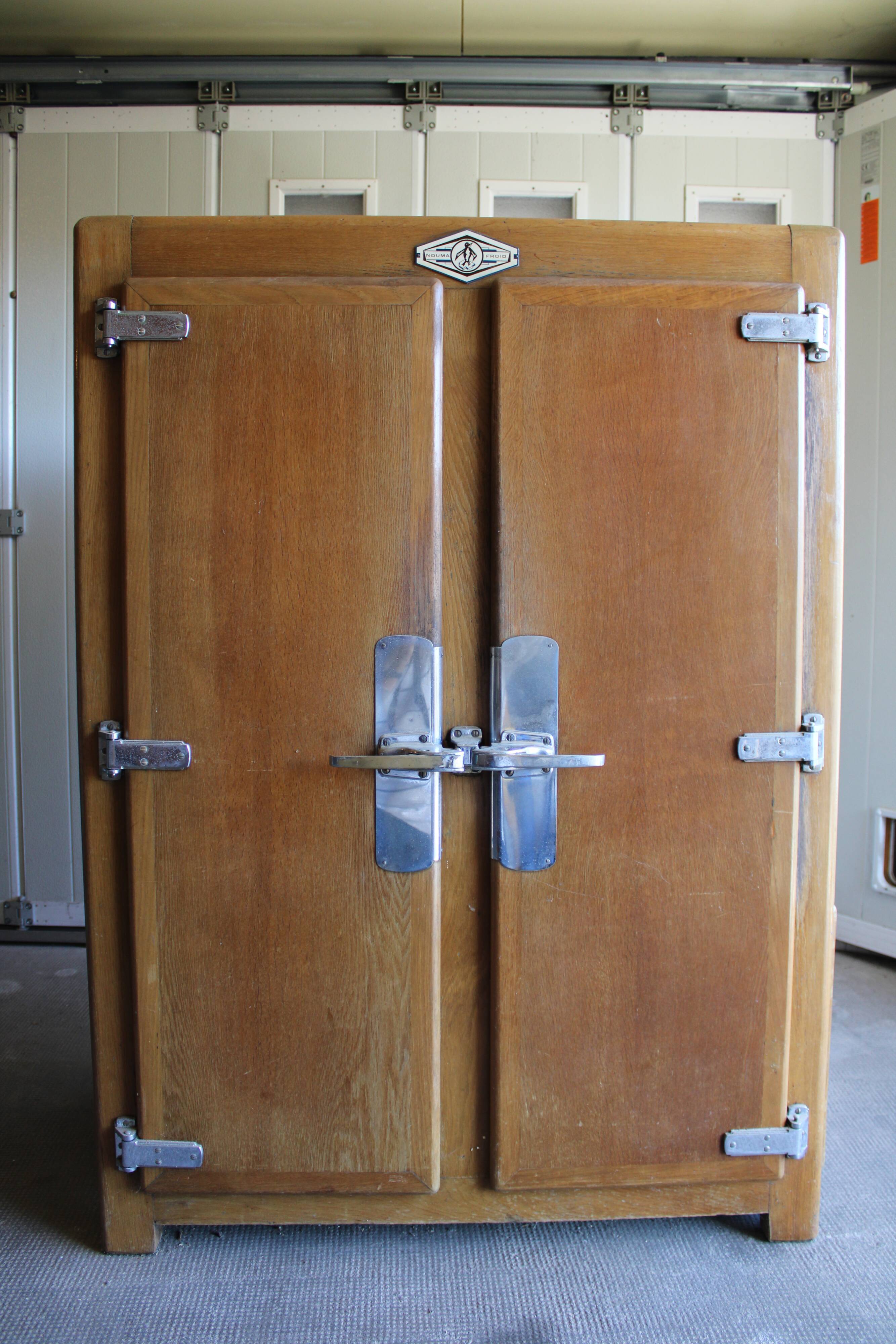 Vintage wooden refrigerator cabinet 2 doors