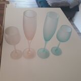 Lot tête a tête verrerie de Biot verre souffle bulle coupes à champagne verres à pieds