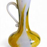 Cristallerie de Clichy White Opaline Pitcher Vase, Handmade in France