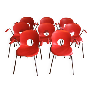 Lot de 8 chaises rouges