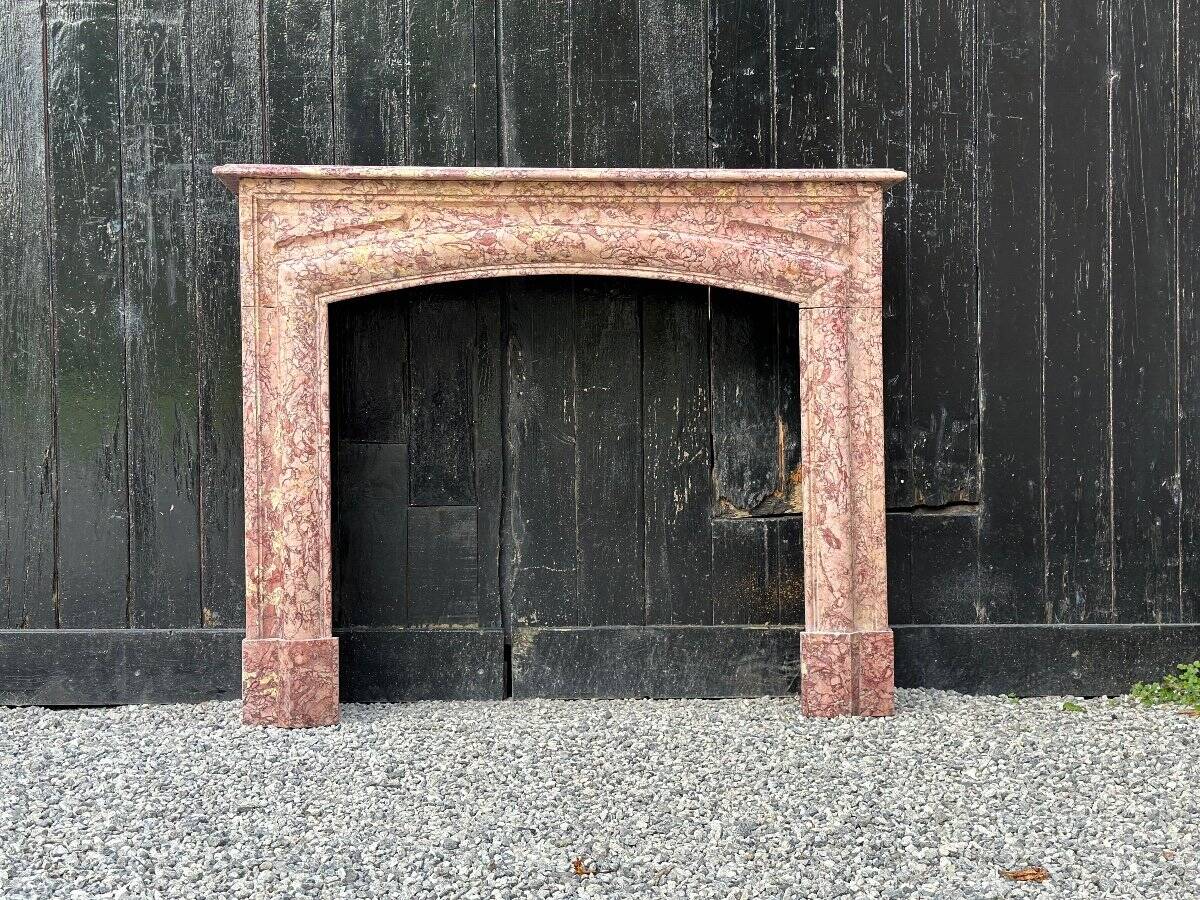 Louis XIV Style Fireplace In Purplish Brocatelle Marble Circa 1880