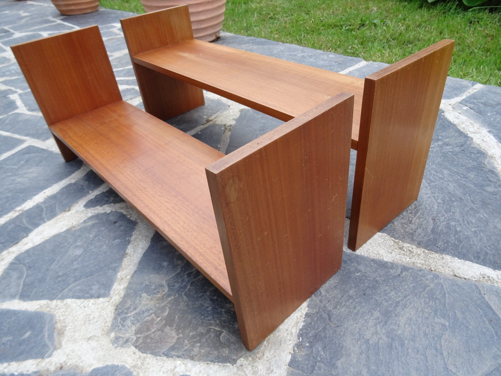 Pair of teak wall shelves