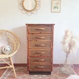 Rattan and canning chest of drawers