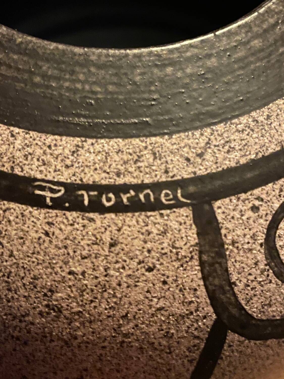 Stylized face vase signed Pierre Tornel – modernist ceramic – France 20th century