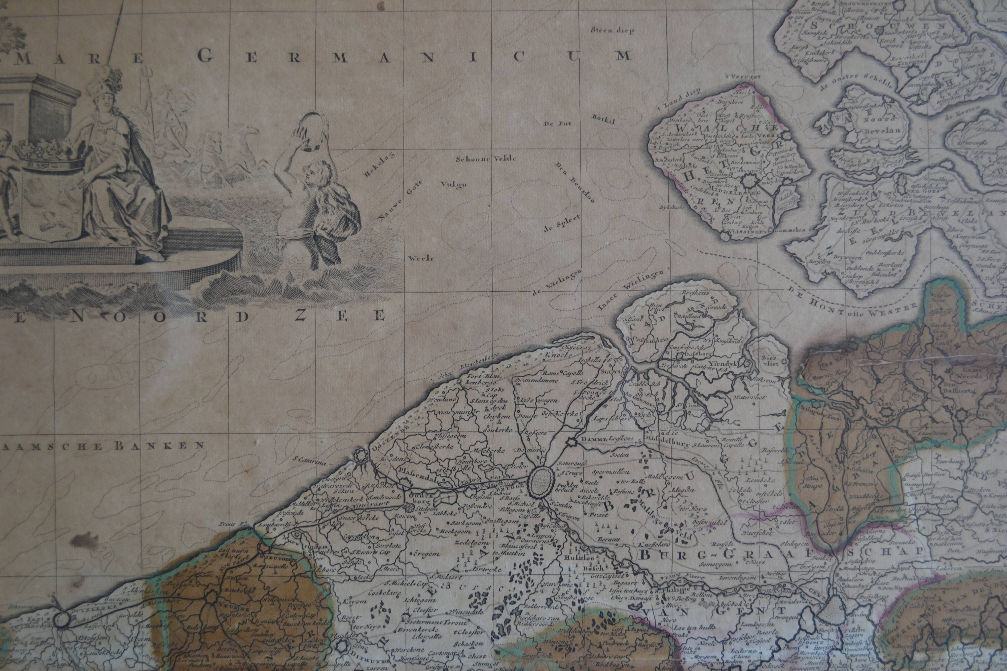 Map of the County of Flanders Belgium by Peter Schenck (1660 1718)