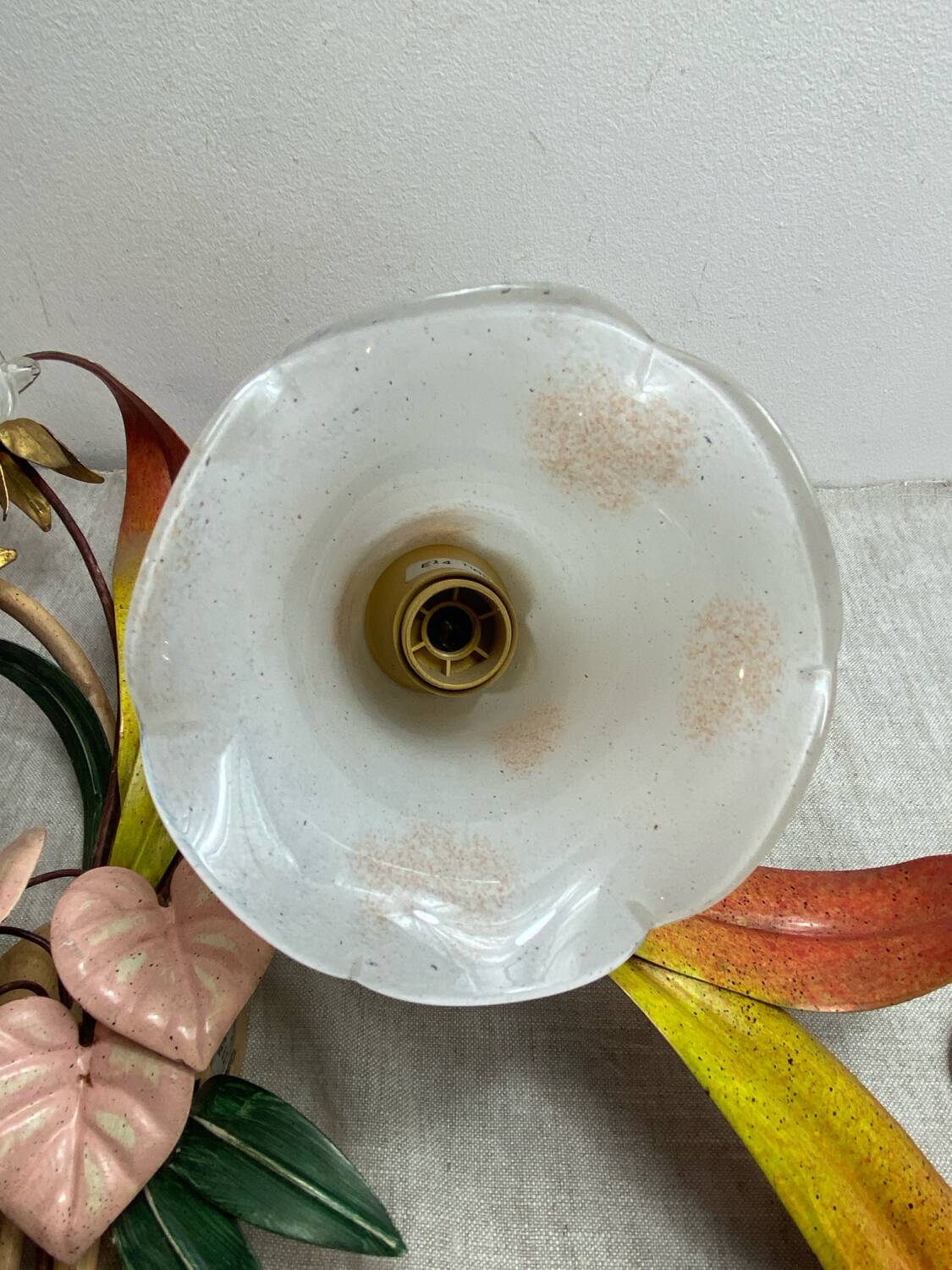 Floral ceiling light in metal and glass, Paterno Franco