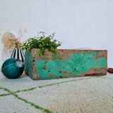Patinated green wooden box