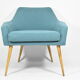 Vintage armchair Shell, turquoise fabric, 1960s, restored