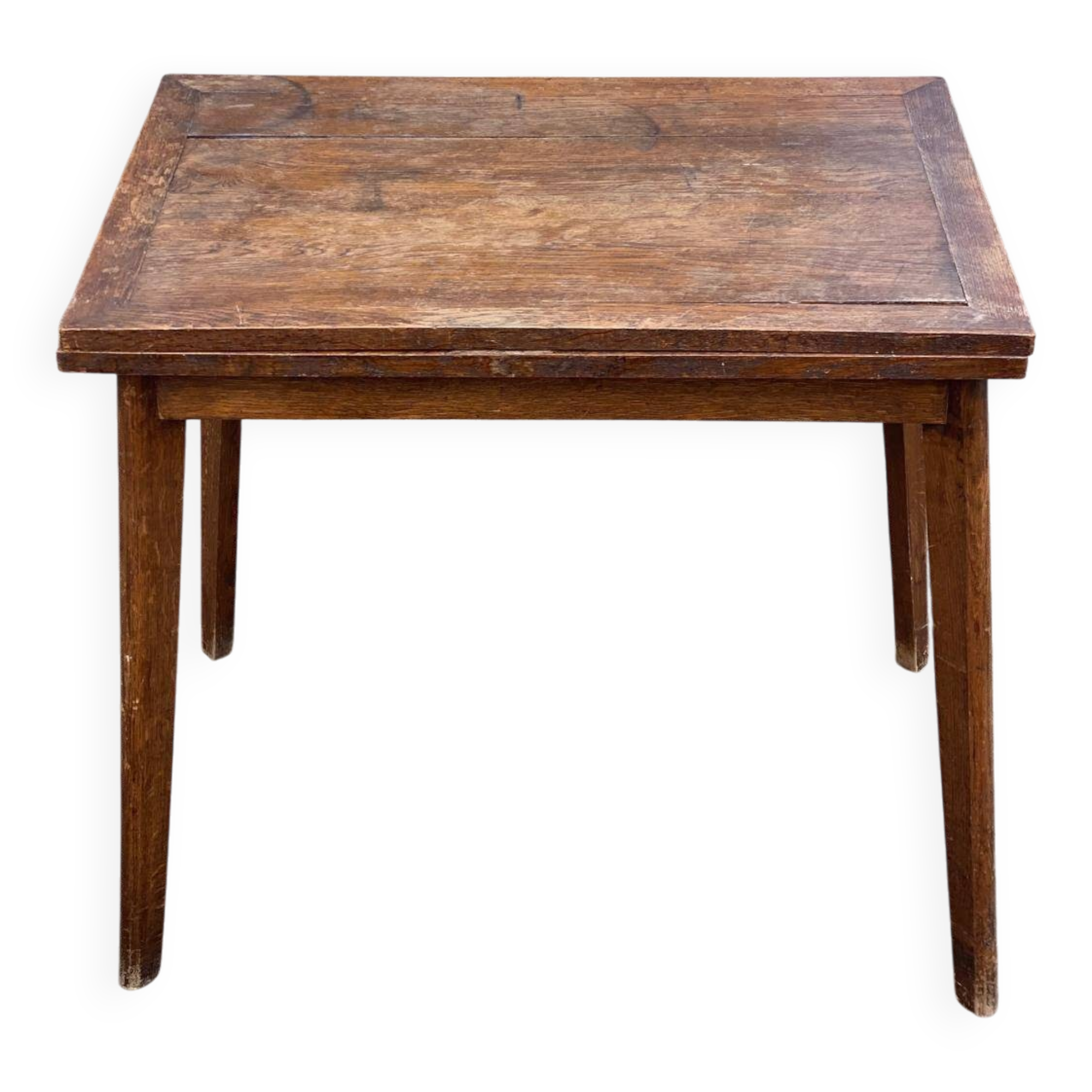Scandinavian extendable dining table with storage in 19th-century oak.