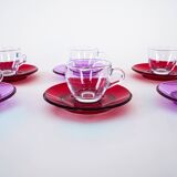 Set of glass cups, Italian design, 1970s, manufactured by Fratelli Guzzini