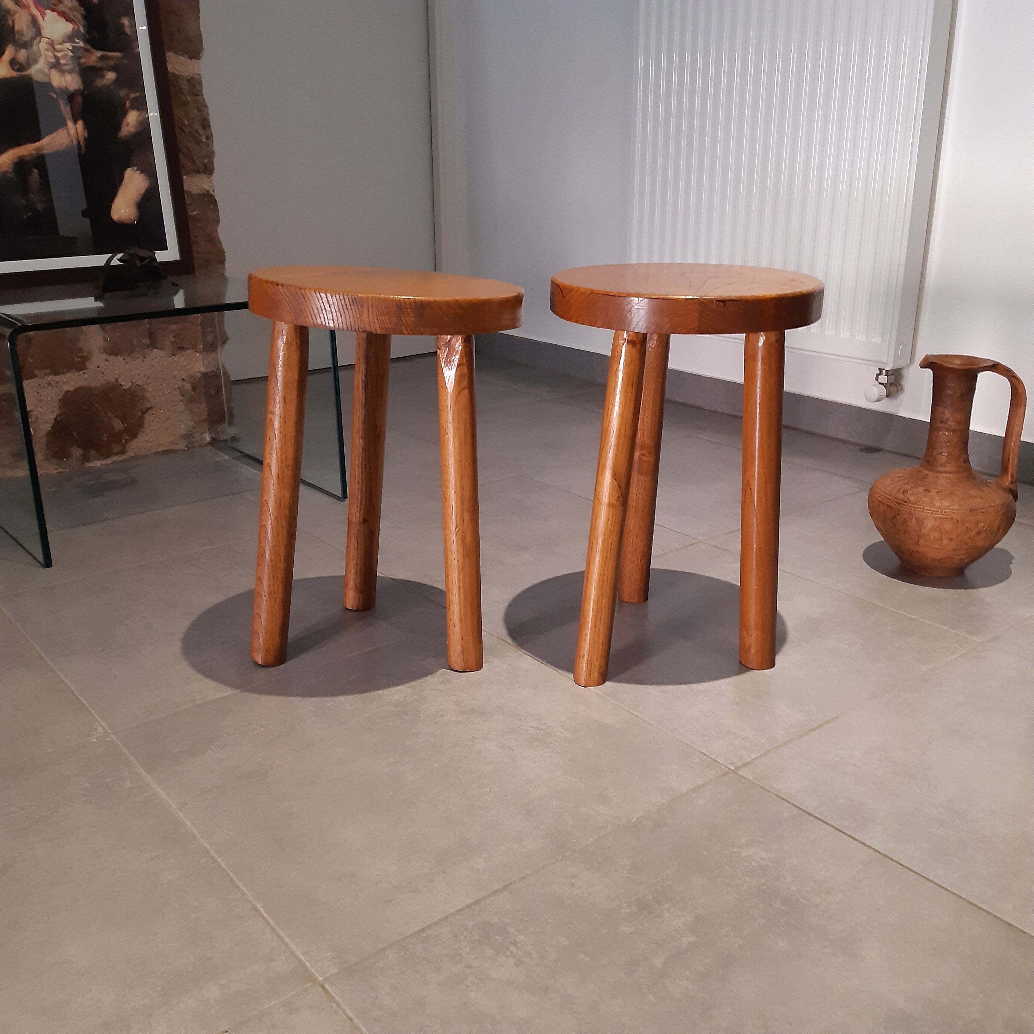 2 tabourets tripode vintage