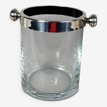 Rafraichissoir à bouteille métal argenté & verre Fleuron France Christofle SB909