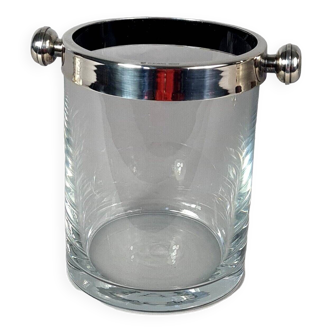 Rafraichissoir à bouteille métal argenté & verre Fleuron France Christofle SB909
