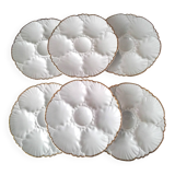 6 White porcelain oyster plates Cérabel Manufacture Belges