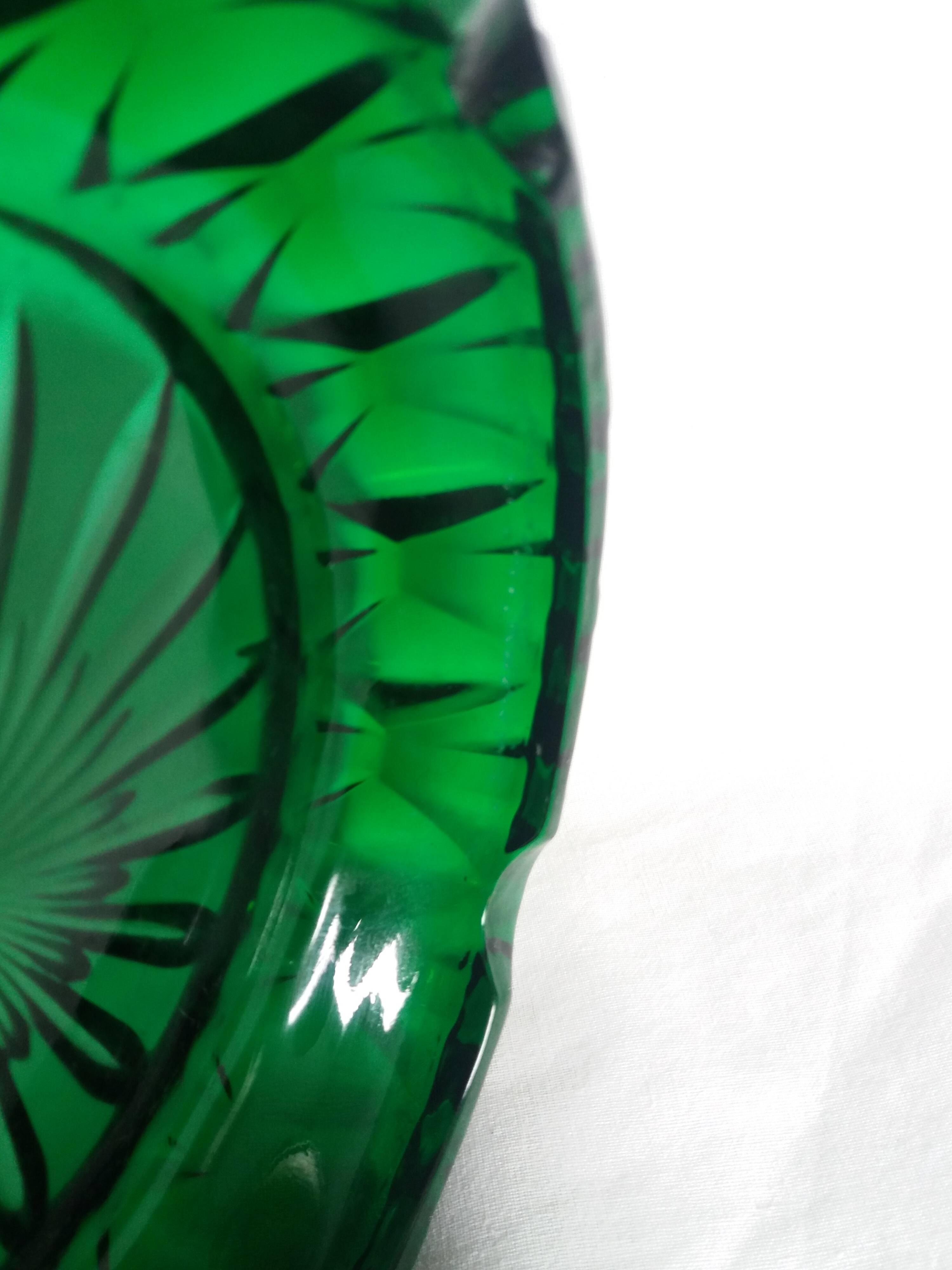 Green glass ashtray
