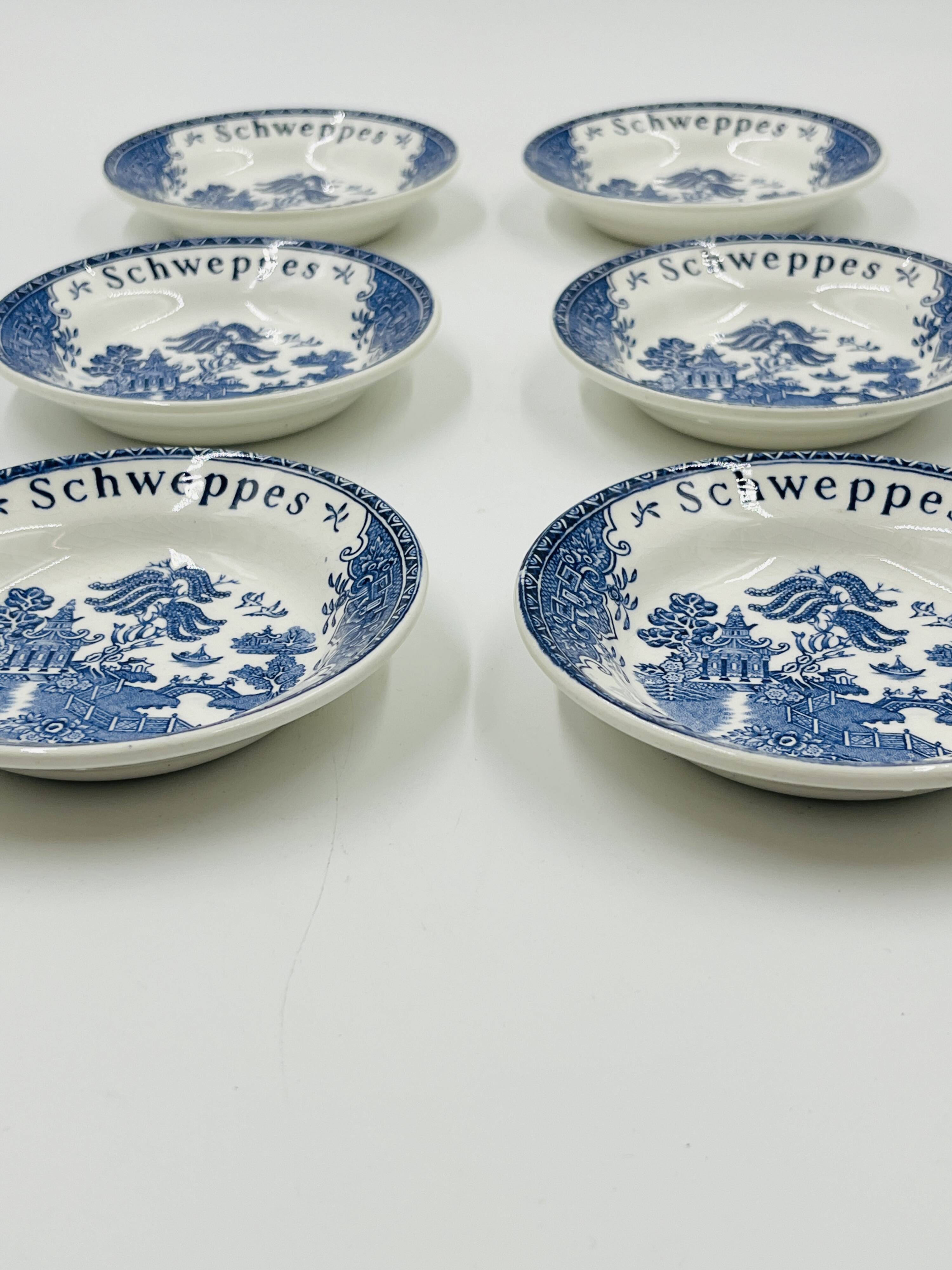 Lot de 6 coupelles publicitaires Schweppes Gien
