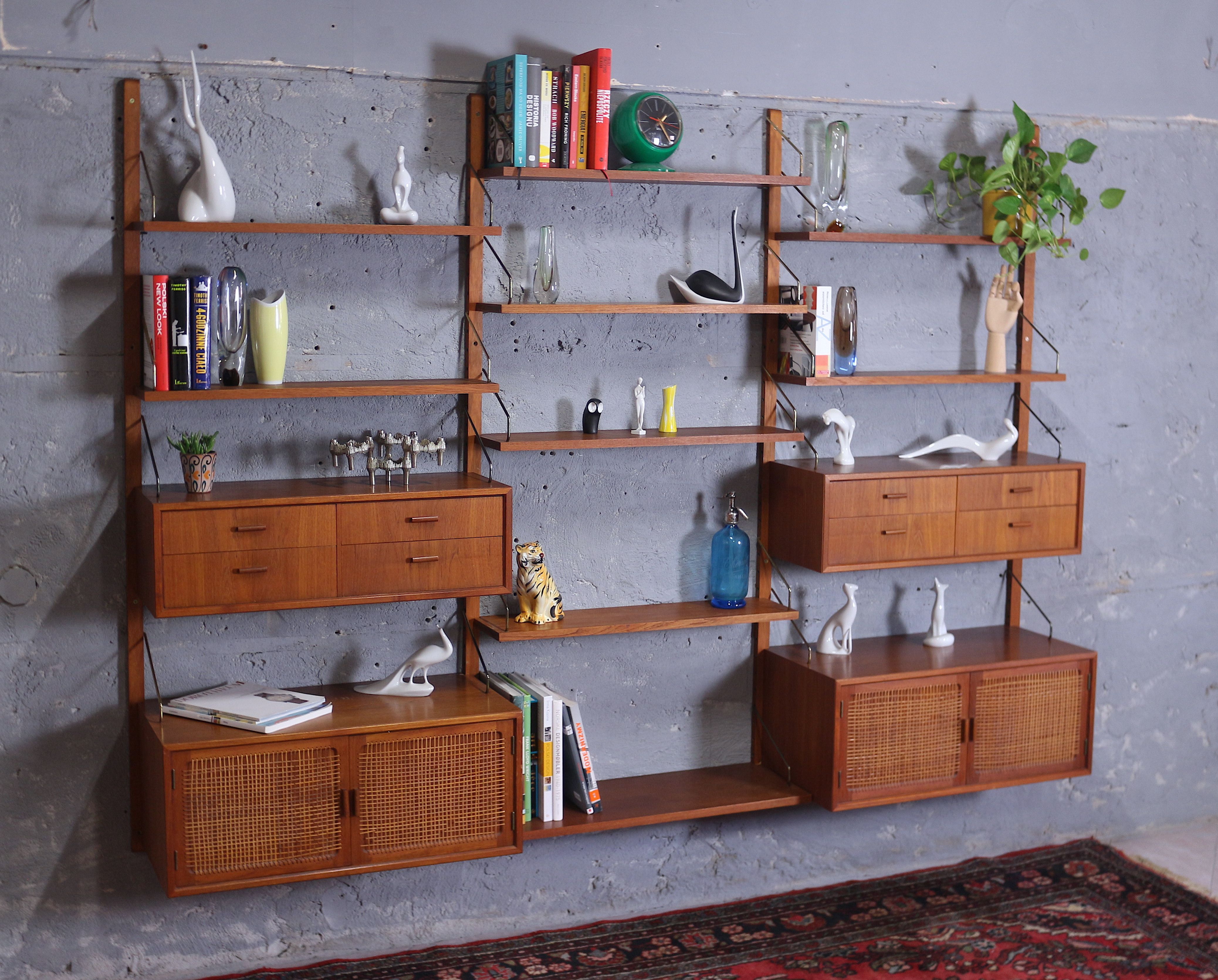 Mid century teak wall unit by Gustav Bahus, Norway 1960's