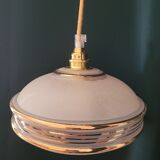 Frosted glass saucer lamp with golden edges