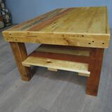 Coffee table with rustic wooden shelf
