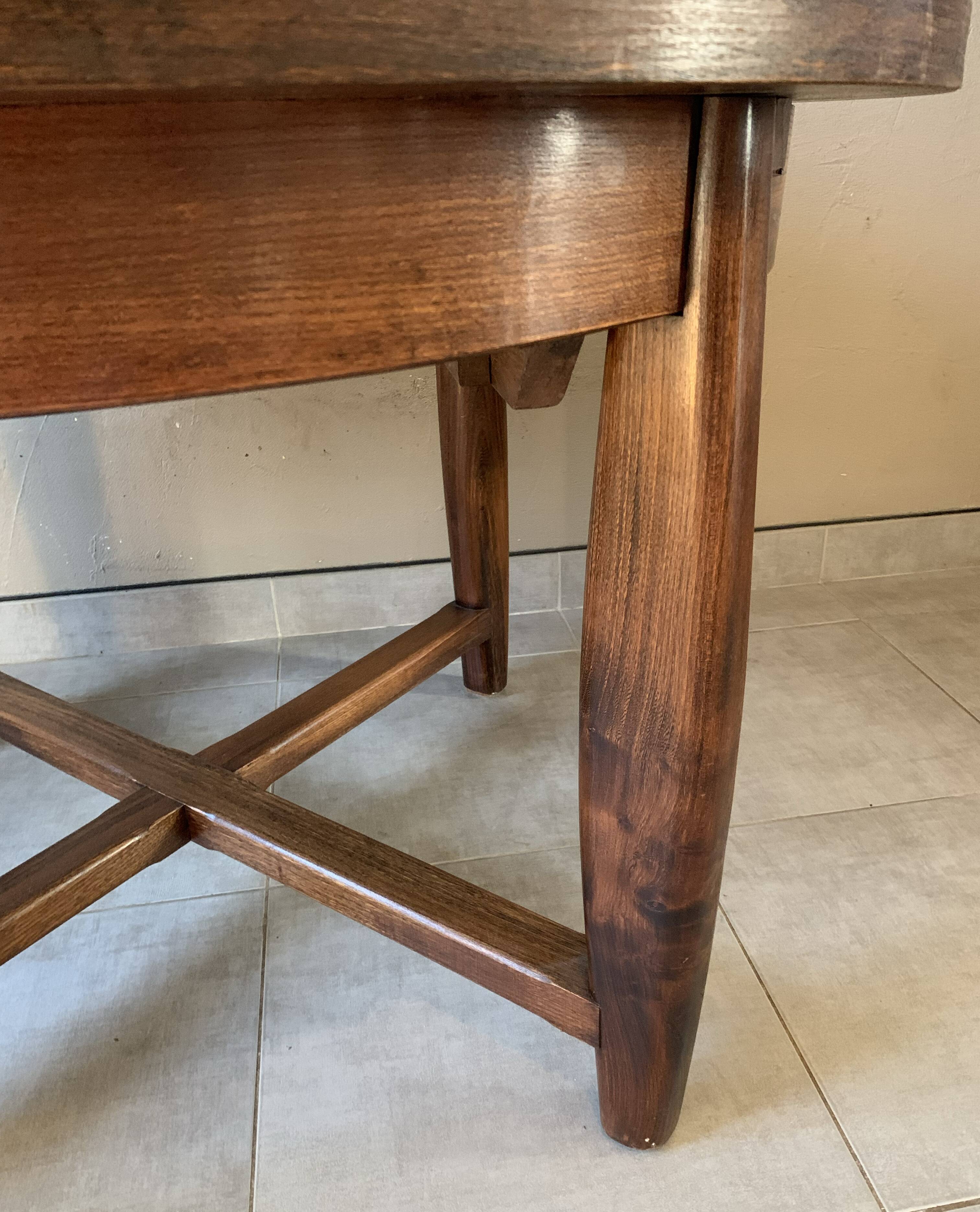 Vintage extendable wooden table from the 50s with independent extension