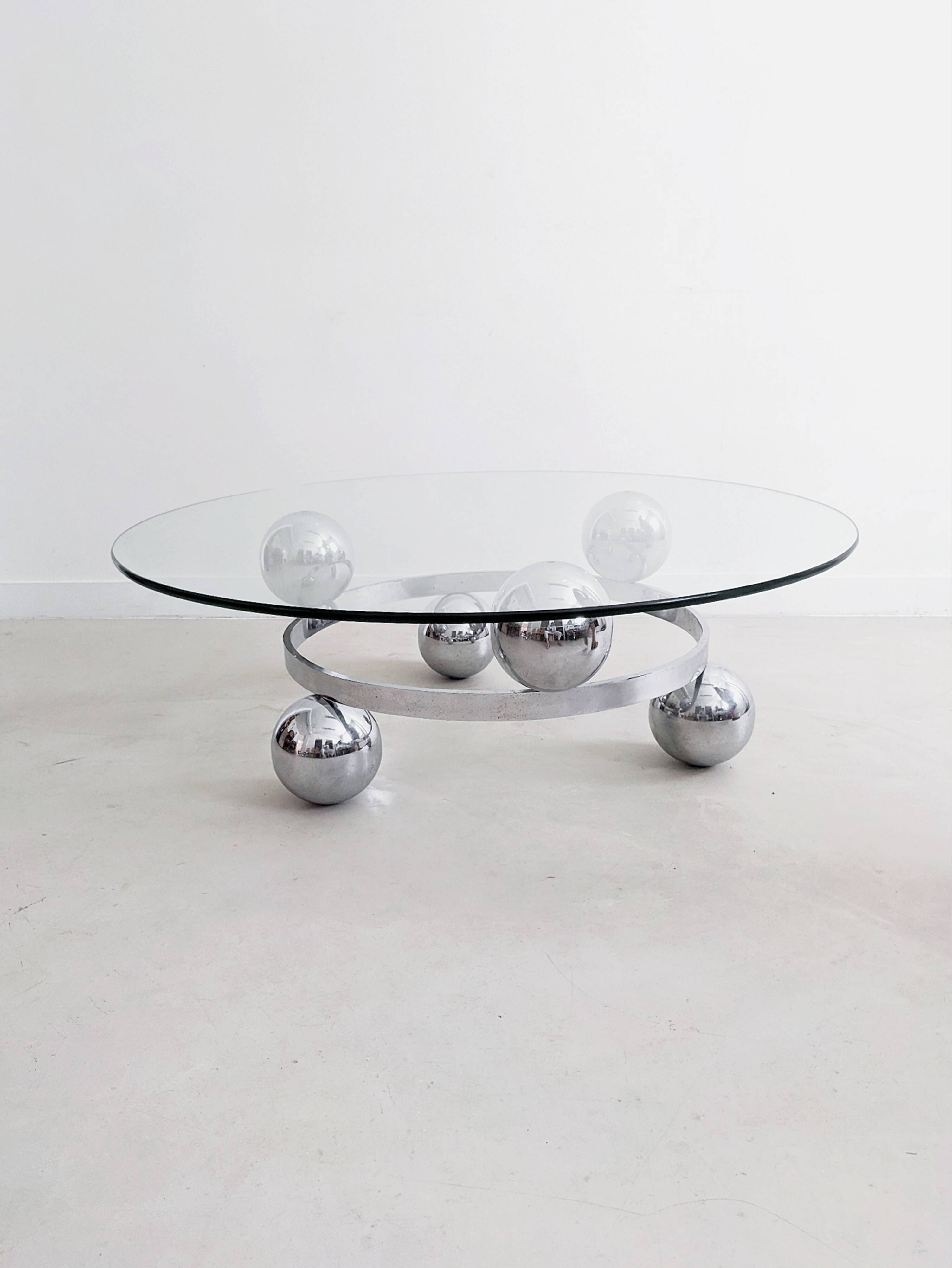 Chrome & Glass Sputnik Coffee Table 1960's