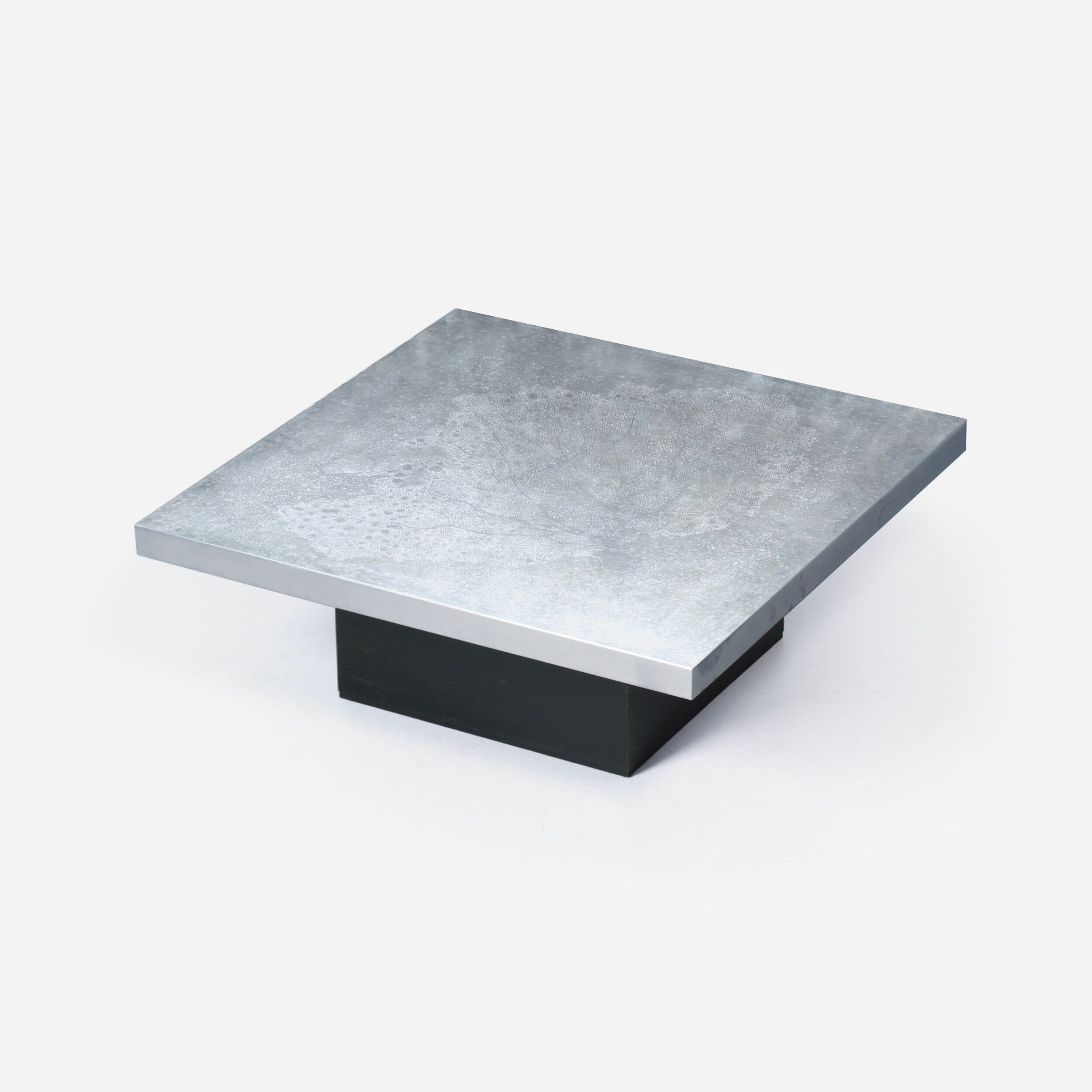 Coffee table with etched metal top by Heinz Lilienthal, 1970s